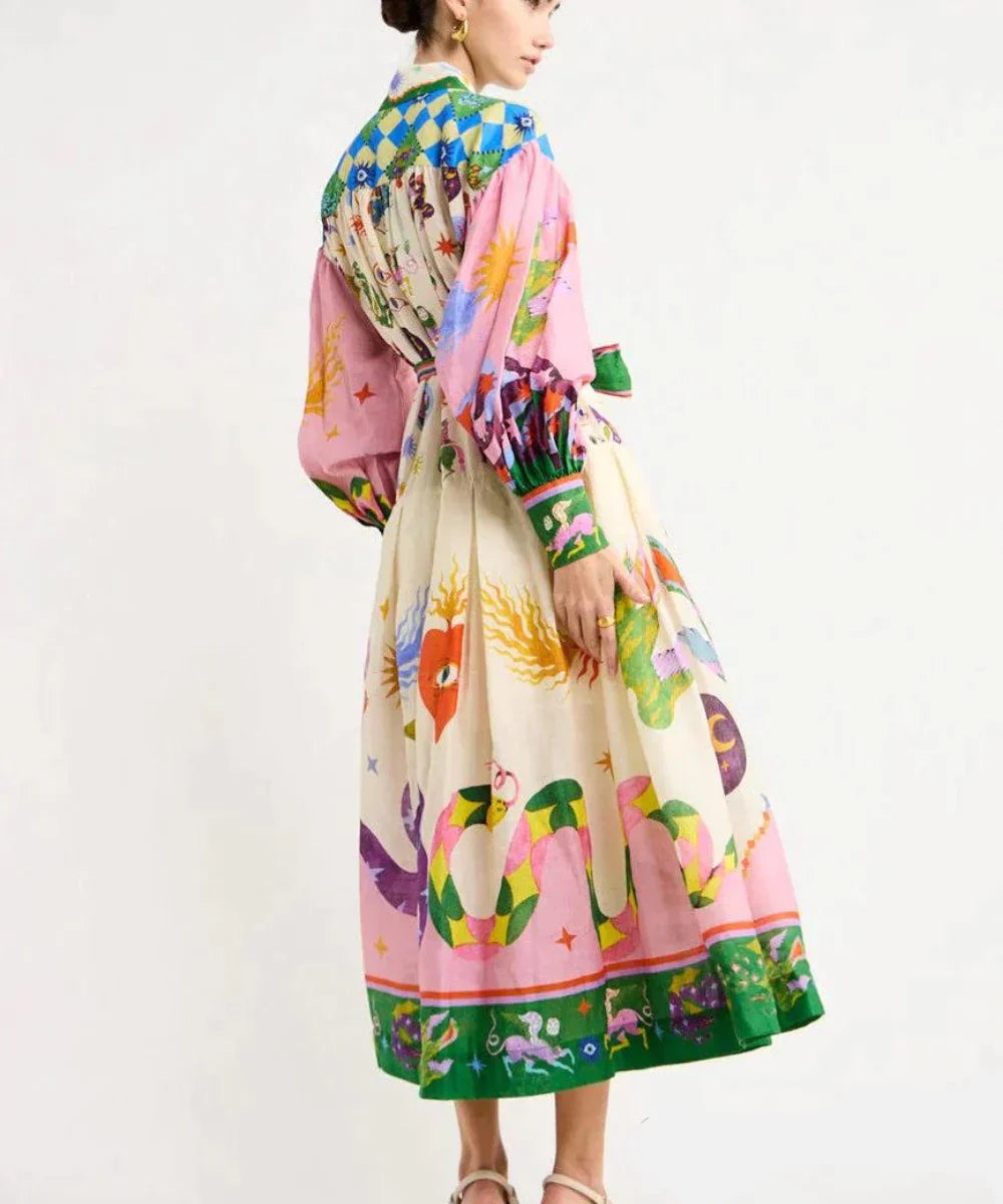 Zoey™ - Vintage Maxi Dress with Lantern Sleeve