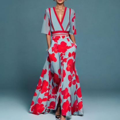 Michelle™ - Elegant Floral Wrap Dress